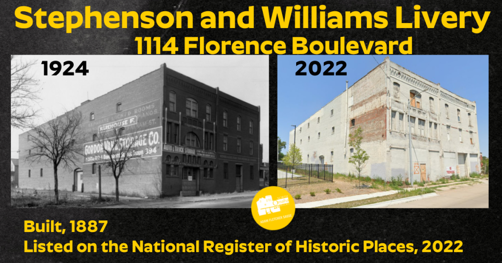 Built in 1887, the Stephenson and Williams Livery eventually became a moving company warehouse and more. It was listed on the National Register of Historic Places in 2022.