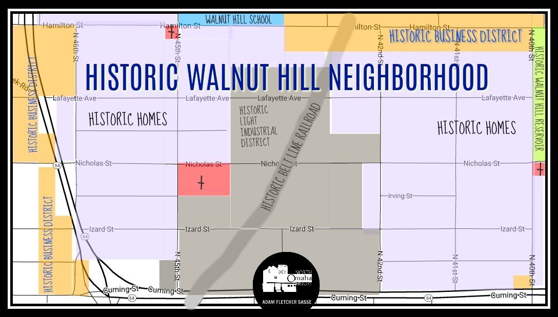 Map of historic Walnut Hill North Omaha Nebraska