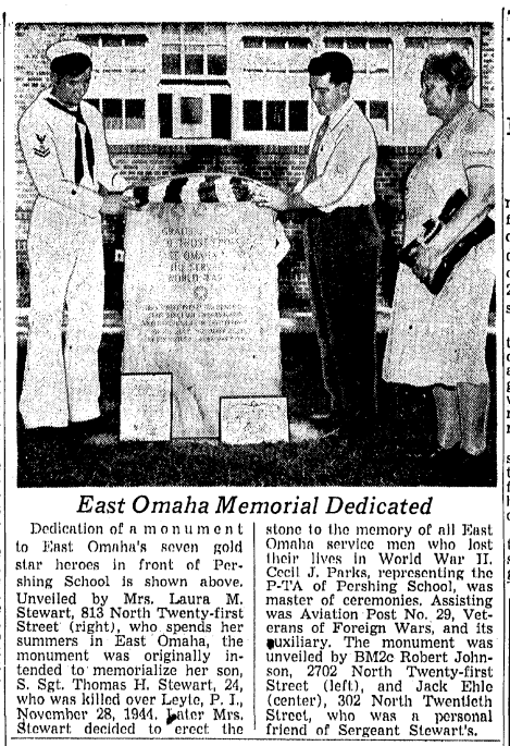 Pershing School World War II Monument East Omaha Nebraska