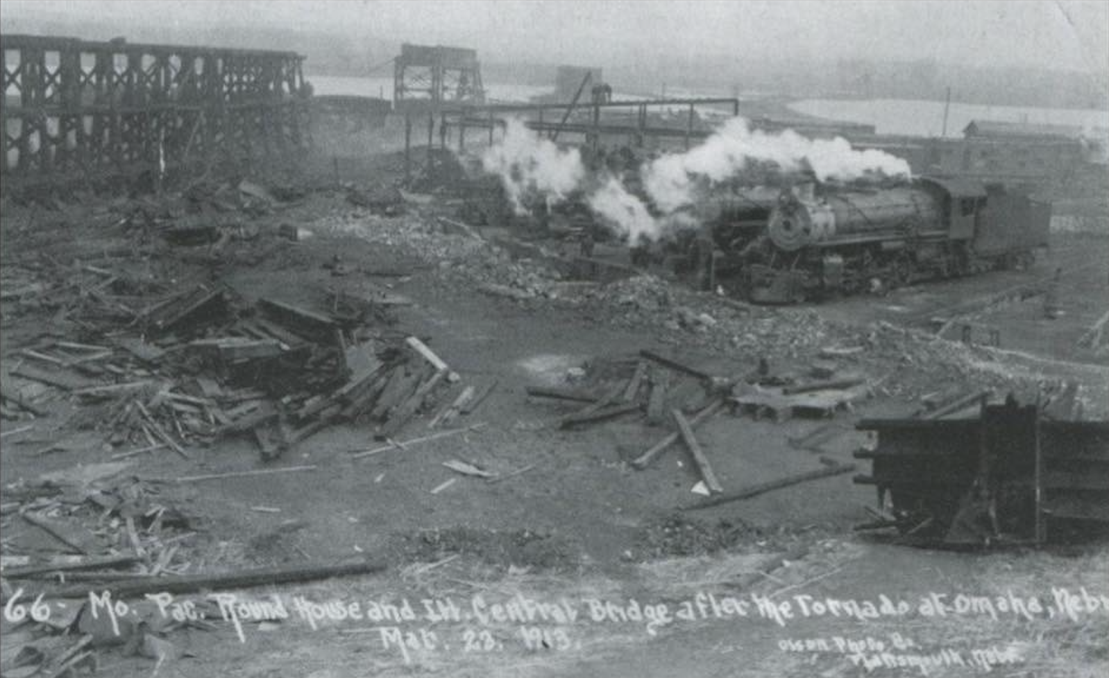 North Omaha Roundhouse after 1913 Easter Sunday tornado