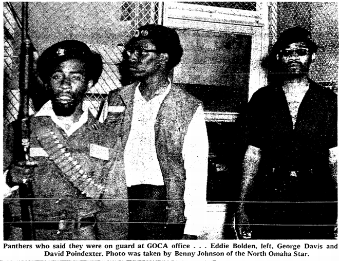 1969 Greater Omaha Community Action Office guarded by Omaha Black Panthers