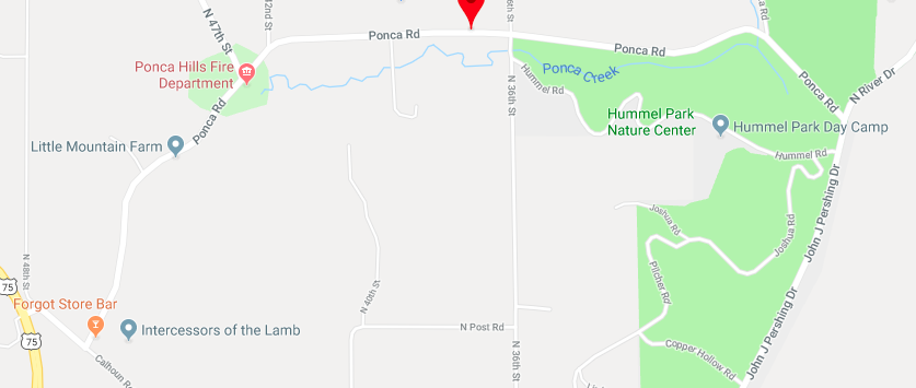 This is a map including Ponca Rd in North Omaha.