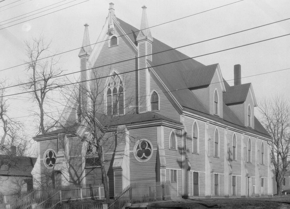 This is a picture of Omaha Second Presbyterian Church that later became B'nai Jacob Anshe Sholem, once located at North 24th and Nicholas Streets.