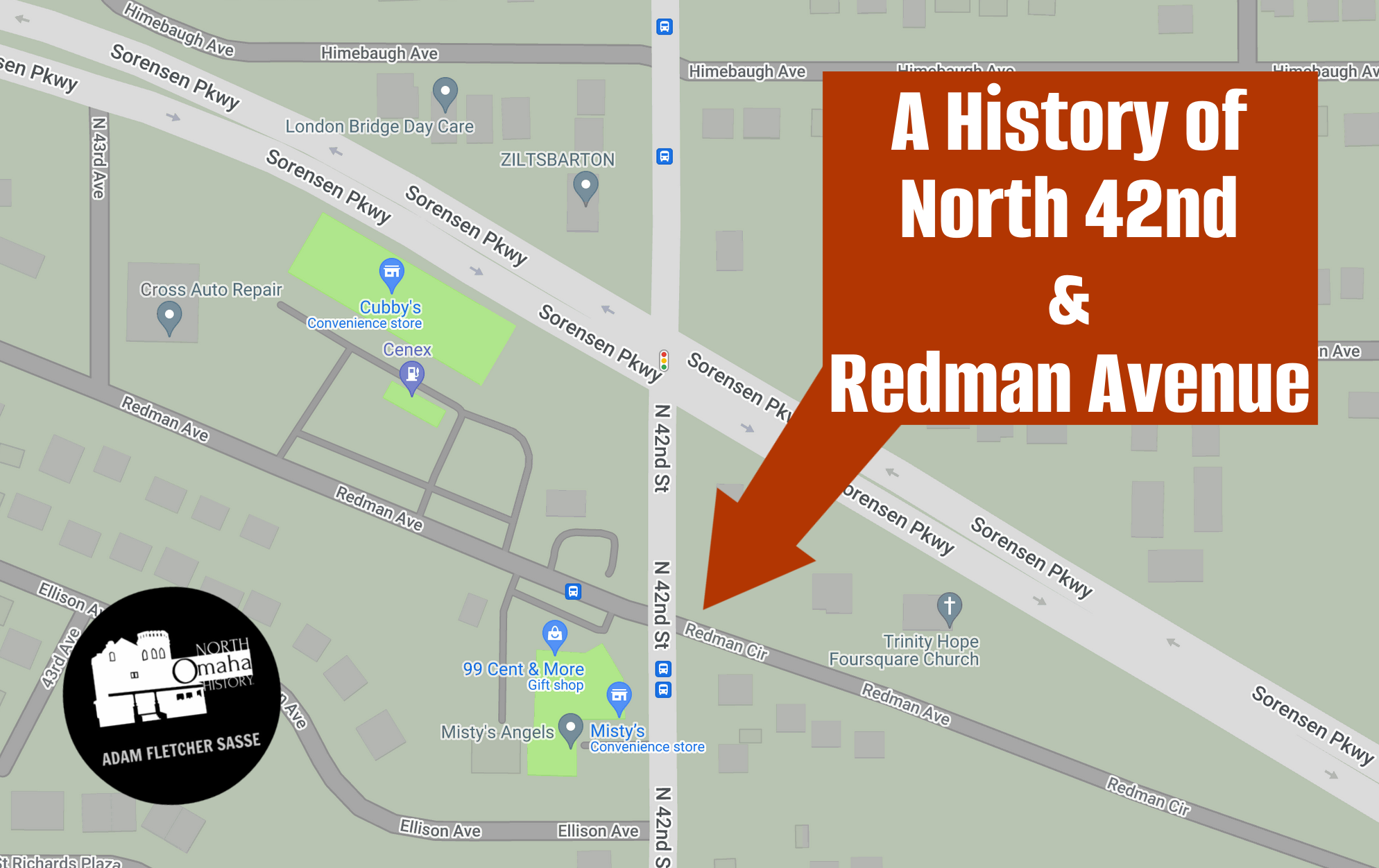 This is a history of North 42nd and Redman Avenue in North Omaha, Nebraska, by Adam Fletcher Sasse for NorthOmahaHistory.com