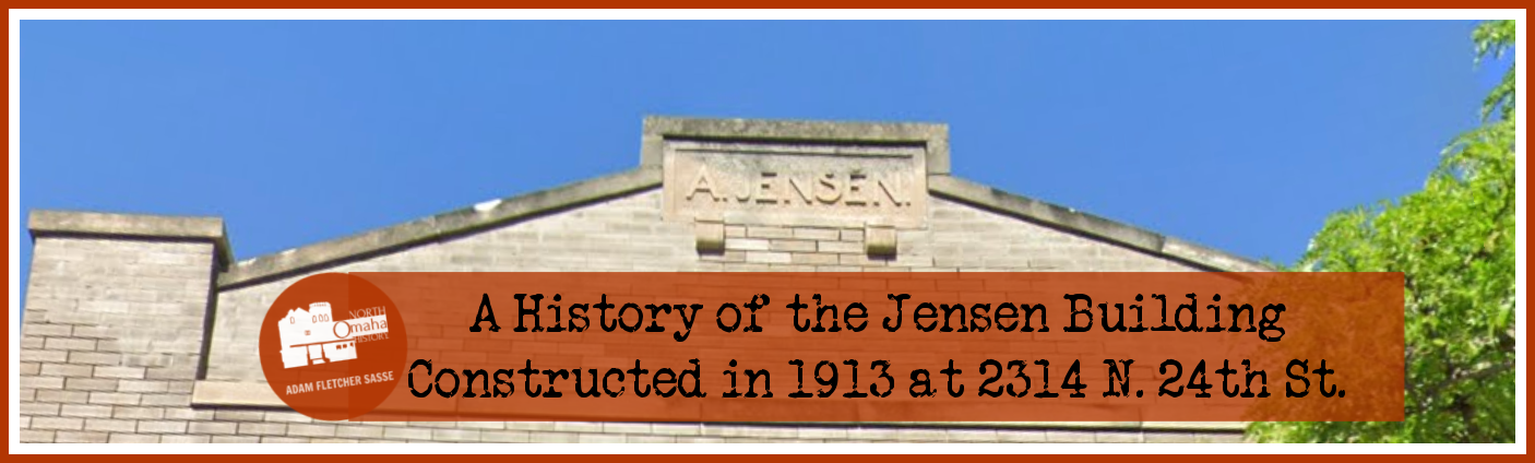 This is the top of the building at 2314 N. 24th St. in North Omaha, and this is an article about the building's history by Adam Fletcher Sasse for NorthOmahaHistory.com.